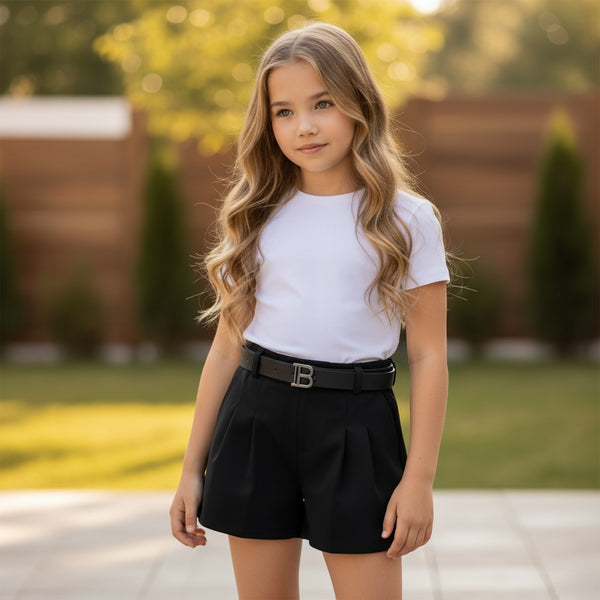 Pantaloncino a pieghe con cinta - 1145