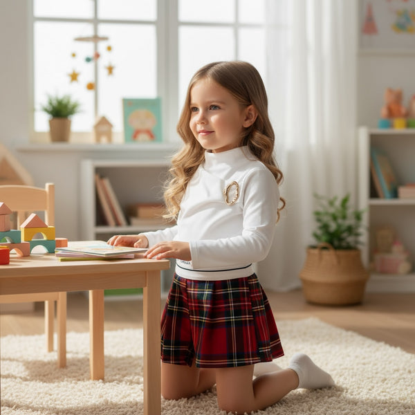 Completo 
Maglia brillantinata 
Pantaloncino scozzese - 9503/5885