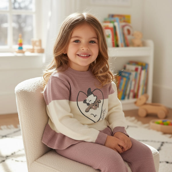 Coordinato lana 
Maglioncino con stampa 
Pantalone - SNA-116-B3