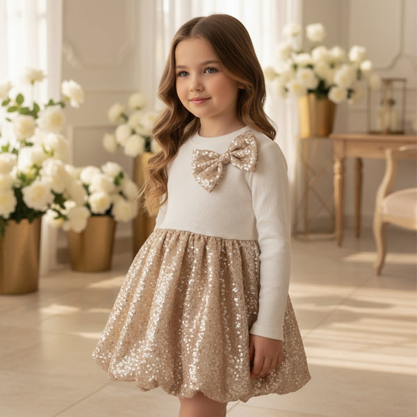 Vestitino con gonna paillettes - 1079