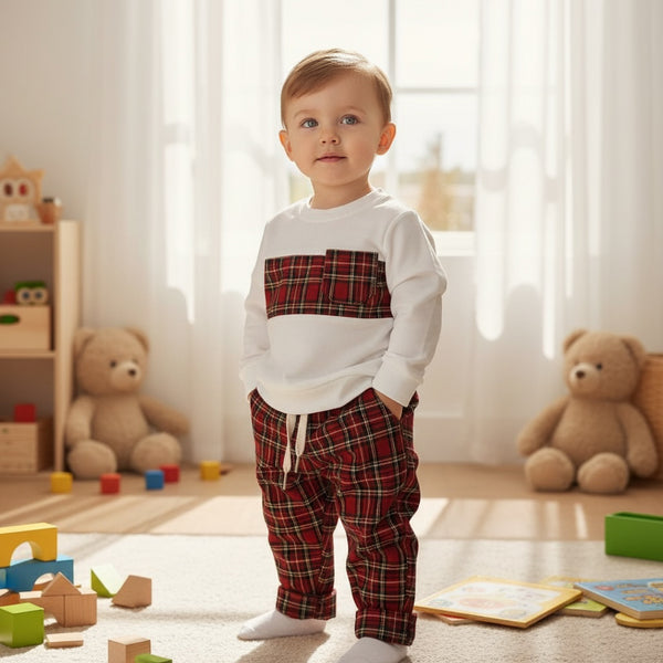 Completo con pantalone scozzese e maglia con striscia scozzese - 0058