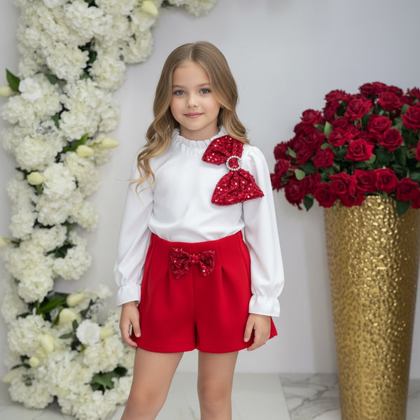 Completo 
Camicia con fioccone girabrilla  
Pantaloncino con fiocco centrale - 9610