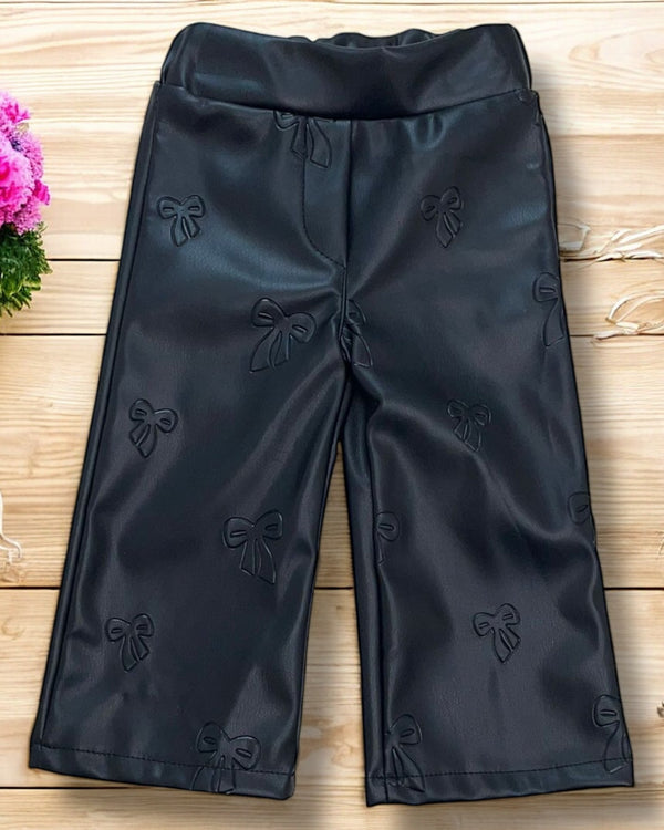 Leggings ecopelle con disegno fiocco - 5751M