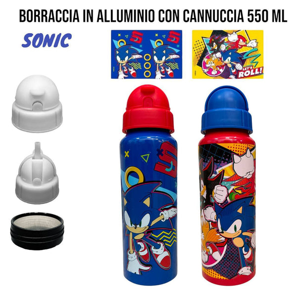 BORRACCIA IN ALLUMINIO CON CANNUCCIA SONIC FLOP BOTTIGLIA PER BAMBINI 550 ML - SN9512