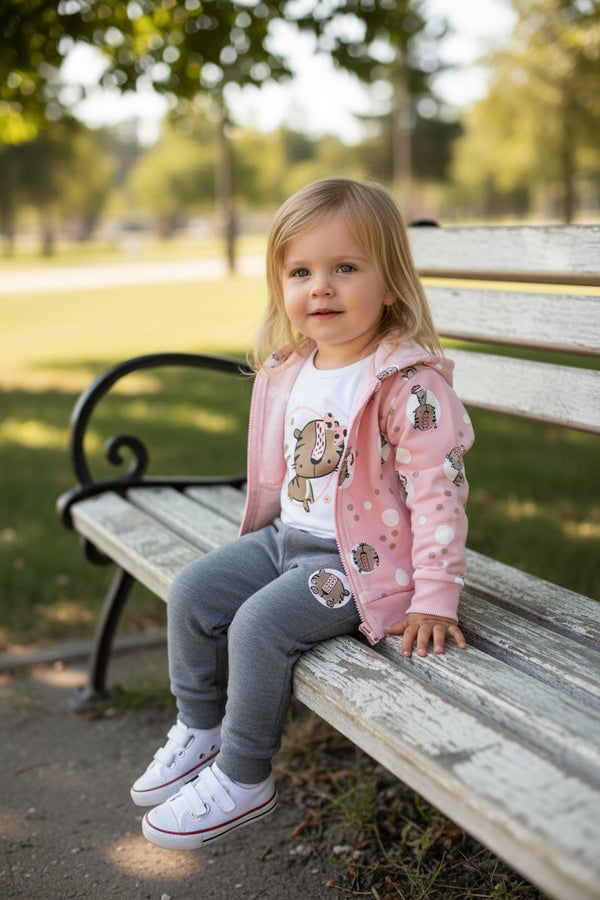 Tuta cat
Felpa con cappuccio 
T-shirt con stampa gattino 
Pantalne - DF-9075
