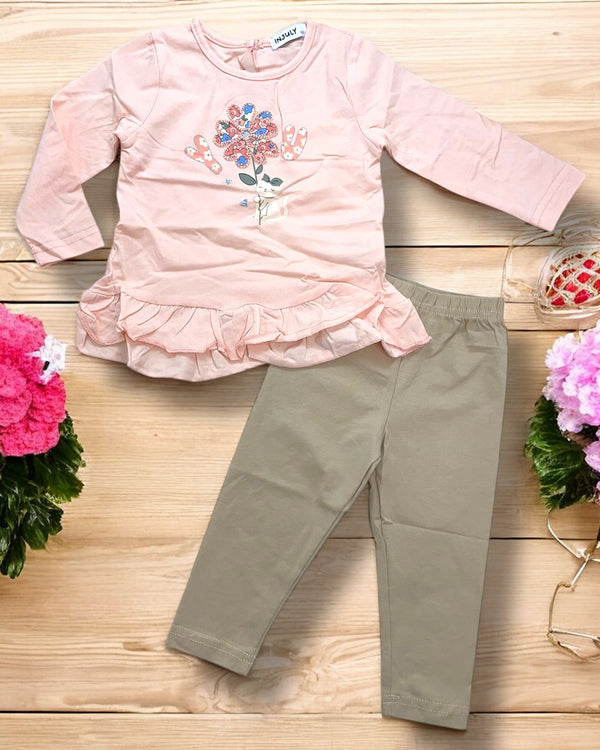 Completo
Max Maglia con voilant 
Leggings flowers - LY-919