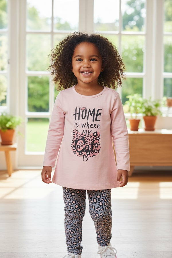Completo 
Maxi maglia con stampa gattino leopardato
Leggings leopardato - ZYF-057