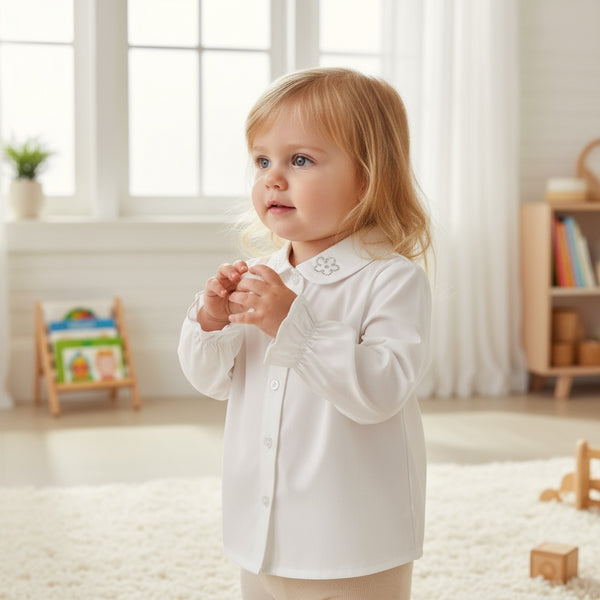 Camicia con fiori sul colletto - XNA-1655