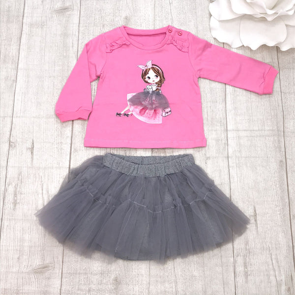 Maglia girocollo;
Gonna in tulle. - BS-5961