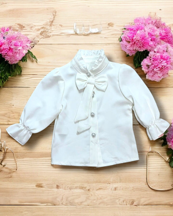 Camicia con fiocco al collo e manica a voilà - 5665