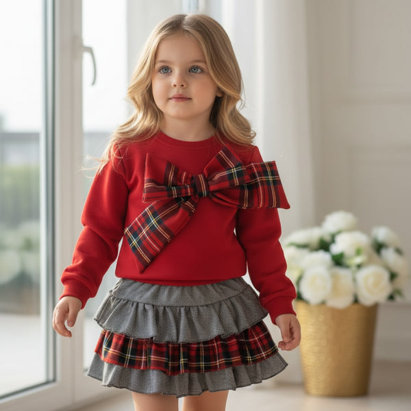 Competo 
Maglia con fioccone scozzese 
Gonna a balze - 0238