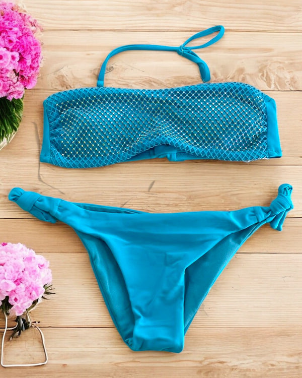 Bikini due pezzi, top con rete decorativa - WQ21018