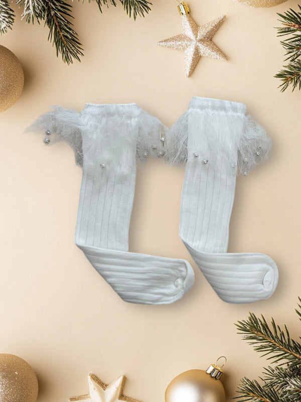 Calzino tulle e perline tg unica - CALZINO TULLE