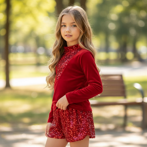 Completo
Maglia in velluto 
Shorts paillettes - B3713