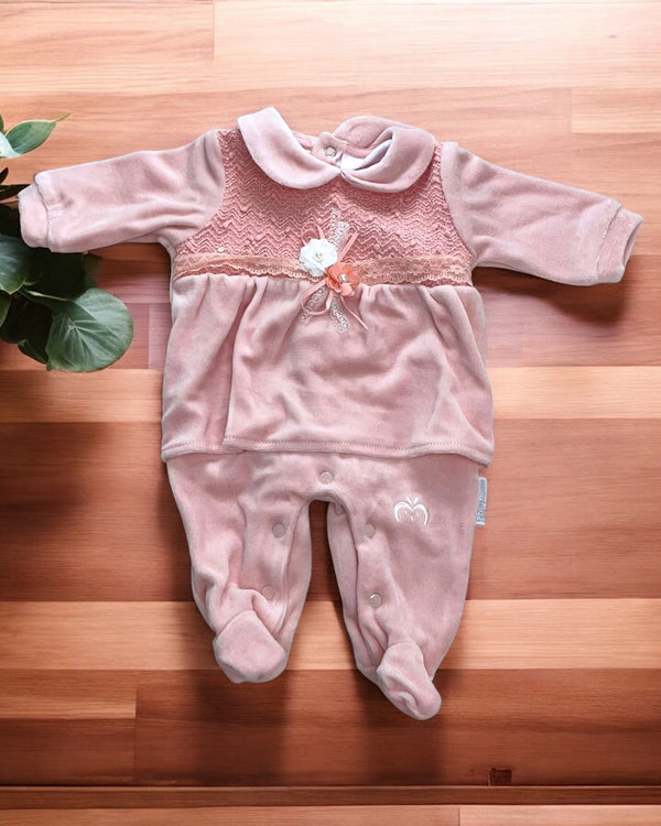 Elegante tutina intera con piccoli fiori e perline - TC13