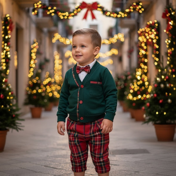 Completo 3pz
Cardigan 
T-Shirt 
Pantalone scozzese - 6121