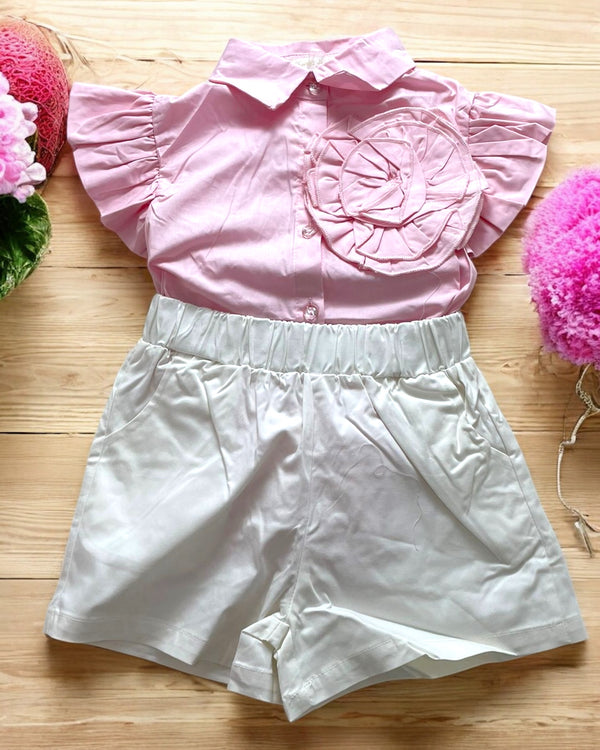 Completo con Camicia con Rosa e Pantaloncino - SR-966