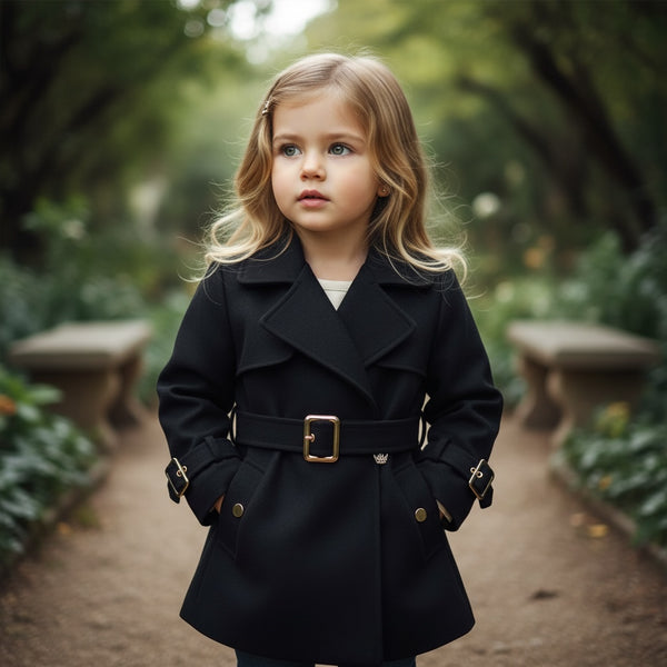 Cappotto con cintura nero - 471