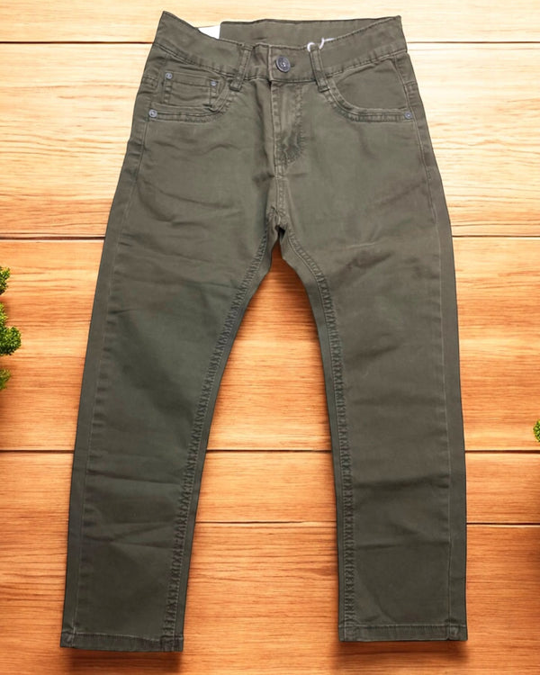 Pantalone in tessuto tinta unita con bottone. Con cintura. - HY-5841