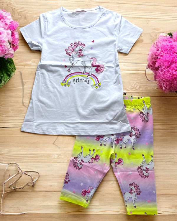 Completo 
Max Maglia Unicorno in coordinato leggings arcobaleno - AF2521