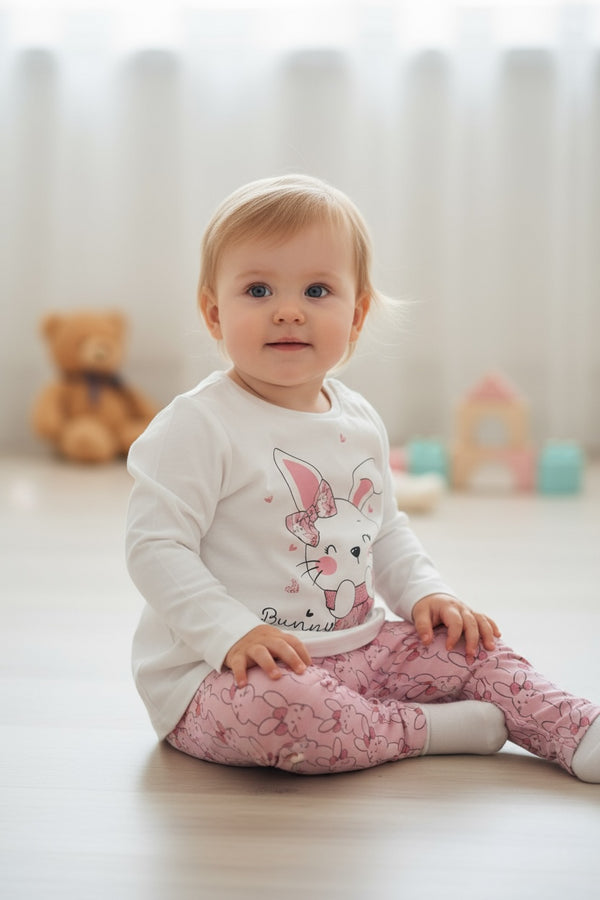 Completo rabbit
Max maglia con stampa coniglio 
Leggings con stampa  coniglietto - XNA-3648