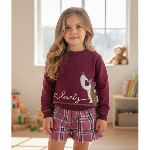 Completo 
Maglioncino con stampa cagnolino 
Pantaloncino a quadri - SNA-1160-P3