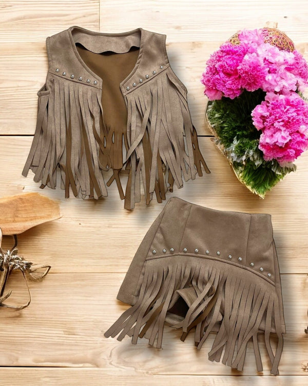 Completo con Gilet e Pantaloncino con frange - 38282