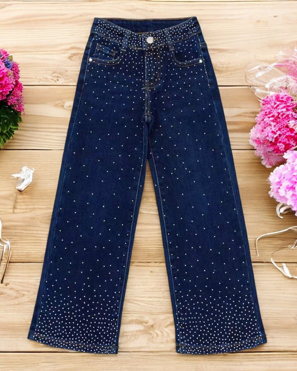 Jeans Brillantinato a palazzo - 8217#