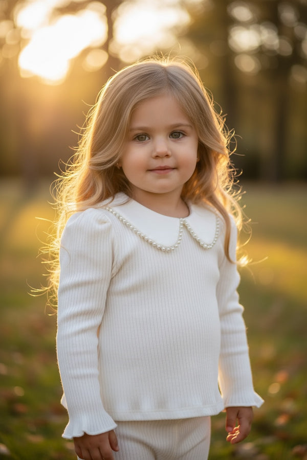 Maglioncino  moda colletto perline - 9624