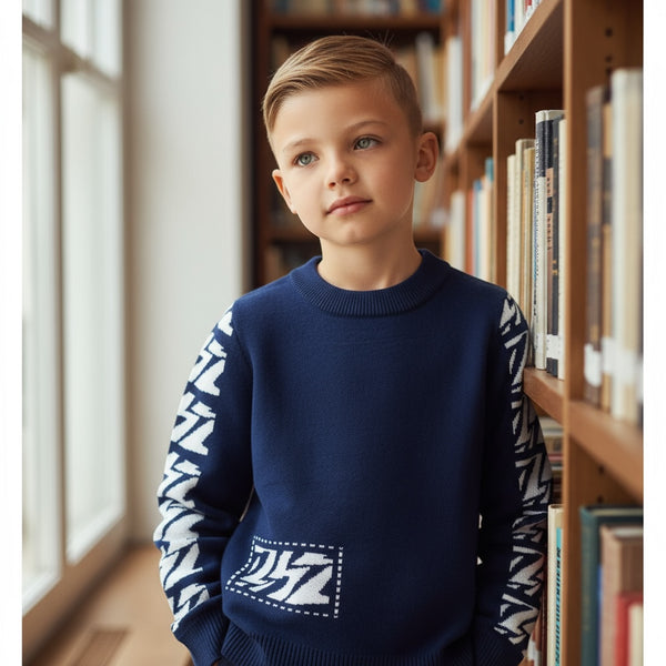 Maglioncino mezzo collo con fantasia sulle braccia - AM2313