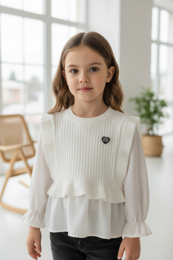 Maglia moda con finto maglioncino - 5722