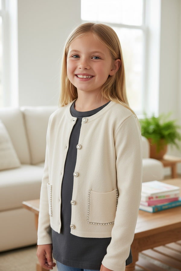 Cardigan con bottoncini e strass - HX2002