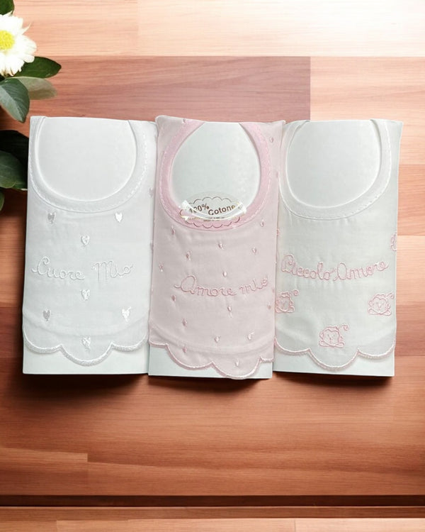 Set bavette 100% cotone - 1864 DIS. PICCOLO AMORE