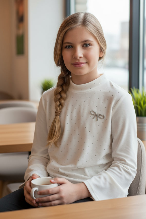 Maglia glitter con spilla - 8502N