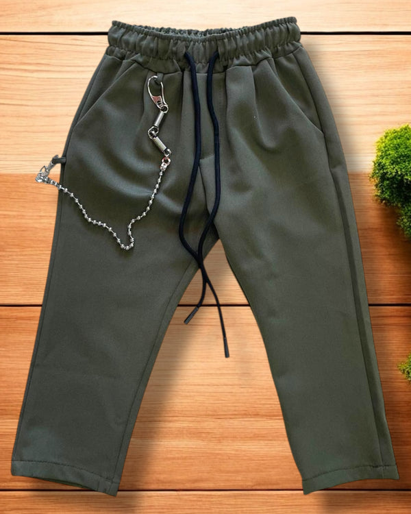 Pantalone moda con elastico in vita e catena laterale - K912