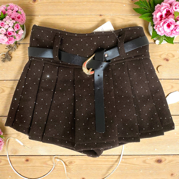 Pantagonna a pieghe brillantinata con cintura - 252031