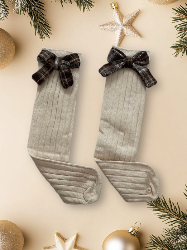 Calzino fiocco quadri tg unica - CALZINO FIOCCO QUADRI