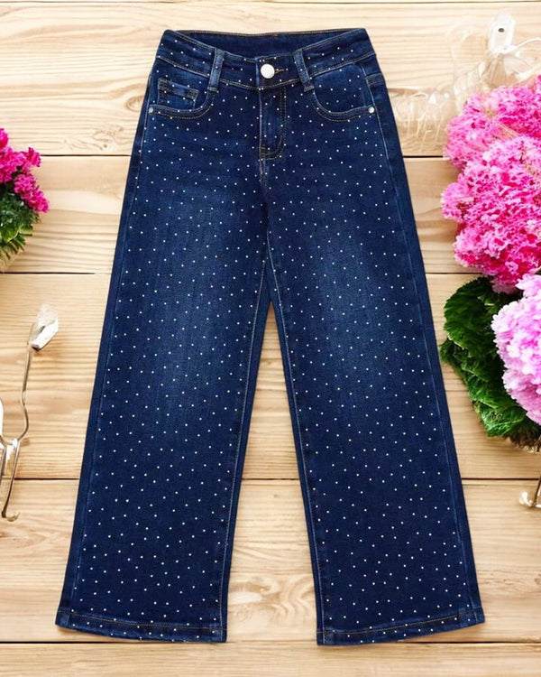Jeans Brillantinato a palazzo glitter - 8221#
