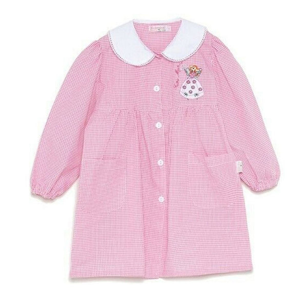 (FOTO DIMOSTRATIVA) Grembiule Scuola Materna Bambina Asilo Quadretti Rosa Ambrosino con Bottoni - GR.AS-AMB FEMMINA