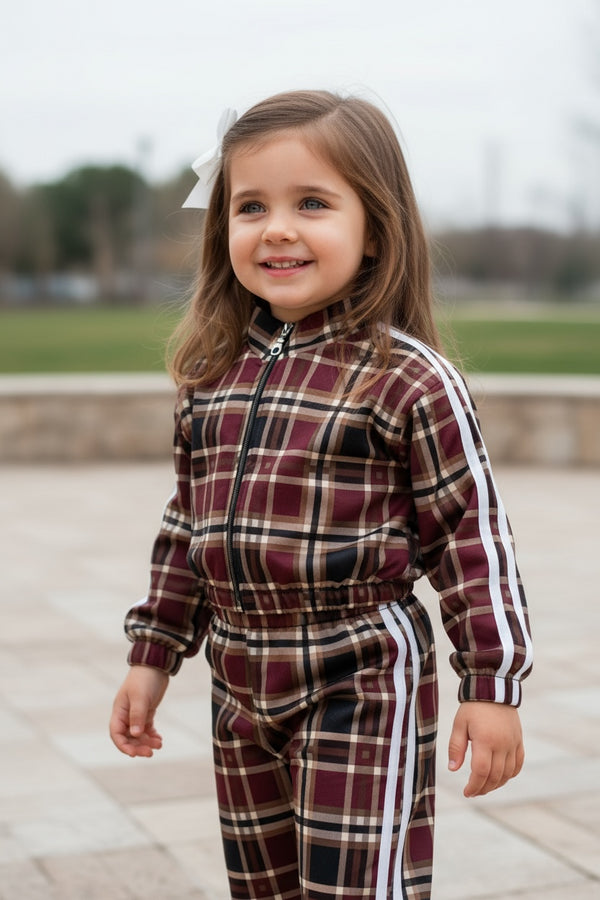 Coordinato a quadri 
Felpa corta 
Pantalone a palazzo - 38329