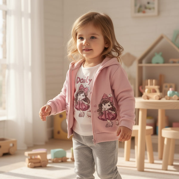 Tuta 3pz
Felpa con cappuccio e stampa 
T-shirt con stampa 
Pantalone - RW-2725