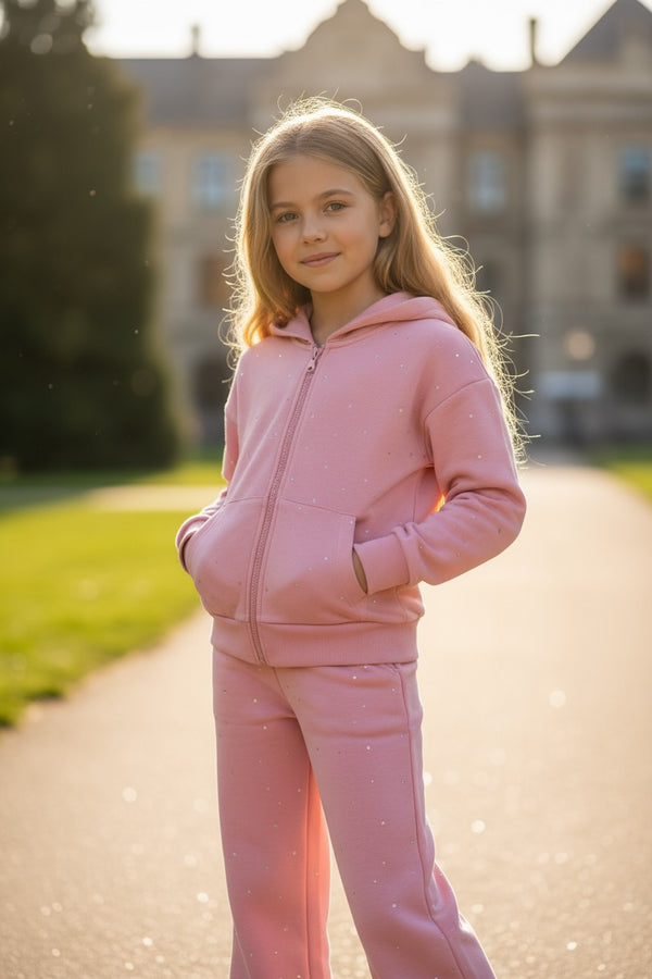 Tuta 2pz 
Felpa con brillantini
Pantalone a palazzo - K-7387