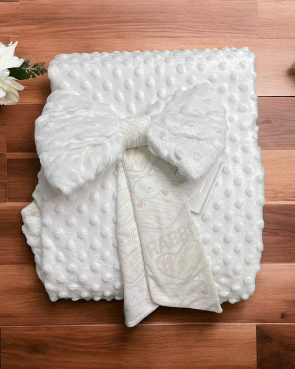 Piumoncino in ciniglia double-face con fiocco per culla 
110x140 cm - NG-4841