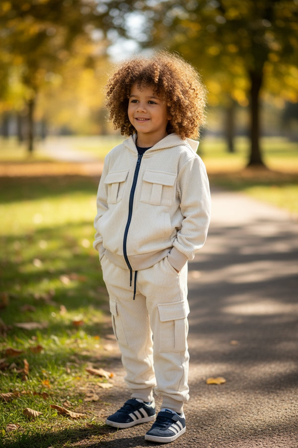 Tuta in camoscio con zip e felpa con tasconi - F-169