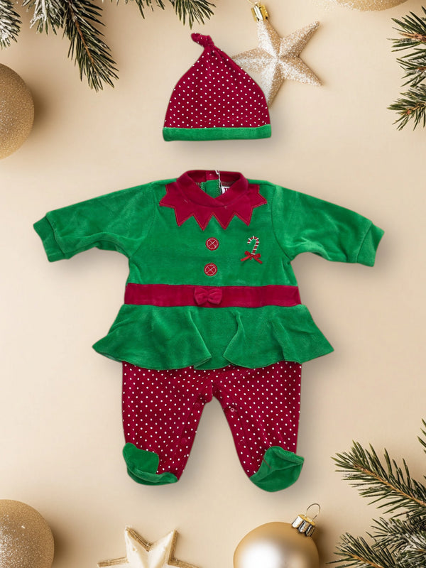 Tutina interra Natalizia piccola Elfa 
+ cappellino - IG076/5