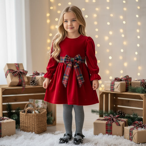 Vestitino con fiocco scozzese - 8627