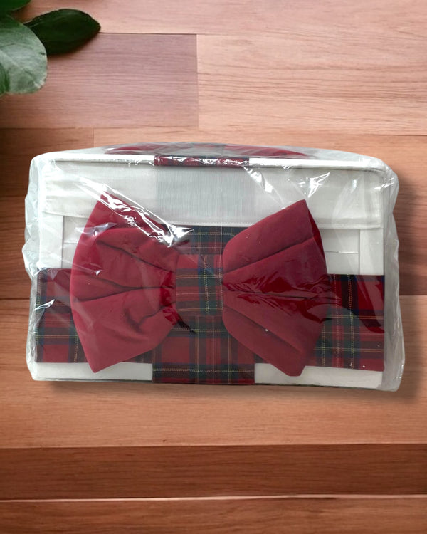 Cesto nascita con fioccone scozzese - CESTO