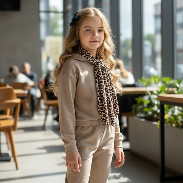 Tuta brillantinata 
Felpa con elastico in vita 
Pantalone con elastici in caviglia - 25353