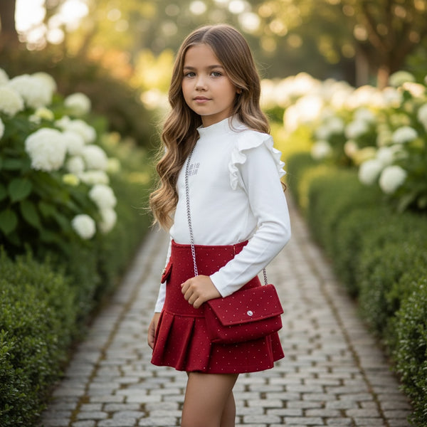 Completo con maglia Miu Miu e gonna con strass e borsetta - 3728