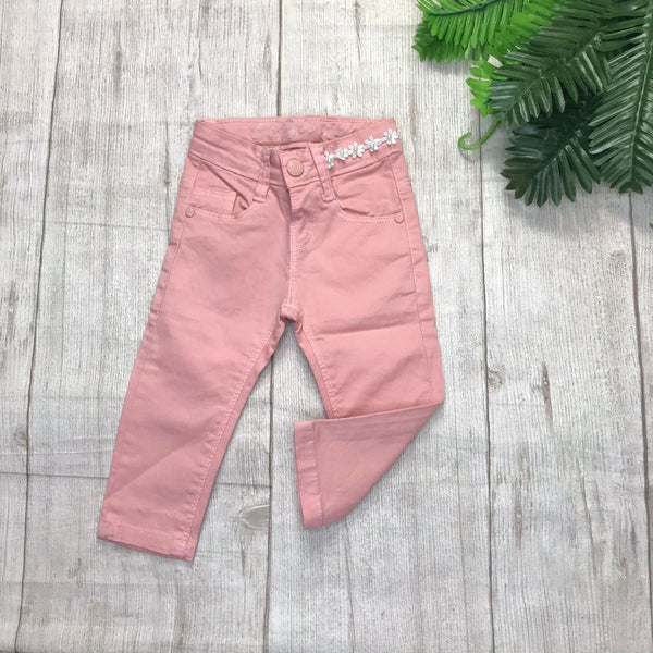 Pantalone con bottone e piccoli fiori in vita - YX-1580